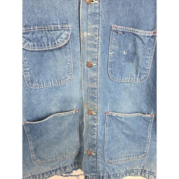 VTG Wrangler Big Ben Mens Barn Chore Coat Corduroy Collar Lined Distressed U.S.A - Picture 7 of 16